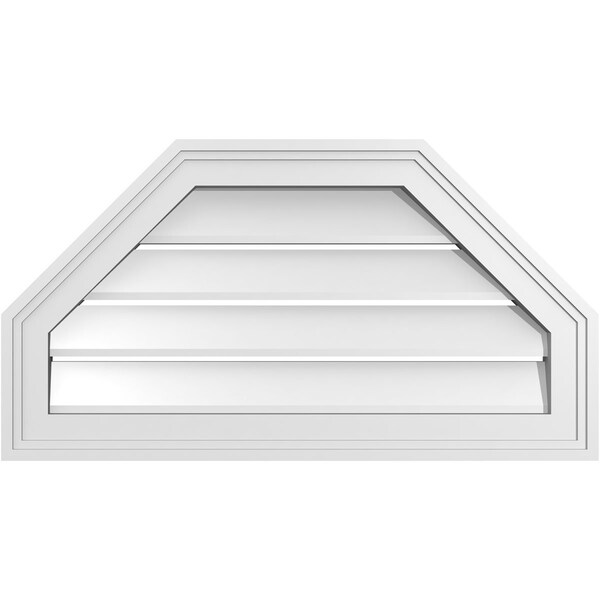 Ekena Millwork Octagonal Top Surface Mount PVC Gable Vent w/ 2"W x 1-1/2"P Brickmould Frame, 26"W x 14"H GVPOT26X1402SF - main